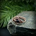 Turmalin - regulowany pierścionek z miedzi w technice wire wrapping