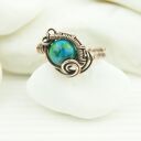 Chryzokola regulowany pierścionek z miedzi