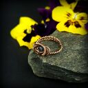 Miedziany pierścionek z szafirem wire wrapping - regulowany rozmiar