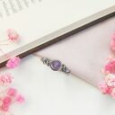 Pierścionek z ametystem - regulowany wire wrapping ze stali chirurgicznej