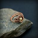 Regulowany pierścionek z cytrynem z miedzi - wire wrapping