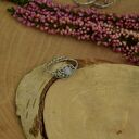 Regulowany pierścionek z kamieniem księżycowym - wire wrapping ze stali chirurgicznej