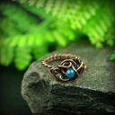Regulowany pierścionek z apatytu i miedzi - wire wrapping