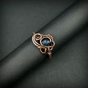 Szafirowy pierścionek z miedzi - regulowany wire wrapping