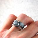 szafir, srebro, złoto - oksydowany pierścionek