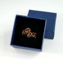 Regulowany pierścionek z Toho w technice wire wrapping z oksydowanej miedzi