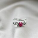 Różowy agat - pierścionek ze stali chirurgicznej Wire Wrapping