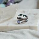 Lawendowy pierścionek spiralny z miedzi - wire wrapping