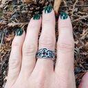 Pierścionek Srebrny Tribal z Granatem i kamieniami - Noce Kairu Regulowany