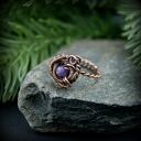 Ametyst regulowany pierścionek z miedzi - wire wrapping dla niej
