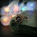 Ametyst regulowany pierścionek z miedzi - wire wrapping dla niej