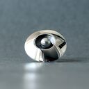 Duży polerowany pierścionek srebrny, pierścień ze srebrną kulką