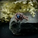 Szafir regulowany pierścionek z miedzi - wire wrapping