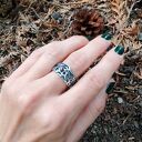 Pierścionek Srebrny Tribal z Granatem i kamieniami-Noce Kairu Regulowany