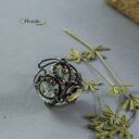 Miedziany pierścionek z kwarcem i rutylem - wire wrapping