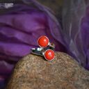 Koral naturalny Pierścionek podwójny Srebro 925