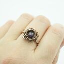 Ametyst regulowany pierścionek z miedzi - wire wrapping dla niej
