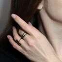 Wężowy - mosiężny pierścionek regulowany (OOAK) - rozmiar ok. 16