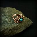 Chryzokola w miedzianym wire wrapping - regulowany pierścionek dla niej