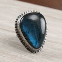 Labradoryt i srebro 2007a - pierścionek r. 17