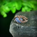 Regulowany pierścionek z kyanitem i miedzi - wire wrapping