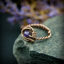 Ametyst regulowany pierścionek z miedzi