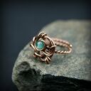 Agat regulowany pierścionek z miedzi - ręczne wire wrapping