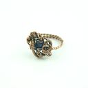 Sodalit regulowany pierścionek z miedzi - wire wrapping