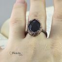 Miedziany pierścionek Black crystal z czarnym kryształem - regulowany