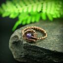 Ametyst regulowany pierścionek z miedzi