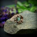 Agat regulowany pierścionek z miedzi - ręczne wire wrapping