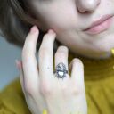 Pierścionek srebrny z Szarym Skarabeuszem