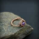 Ametyst regulowany pierścionek z miedzi