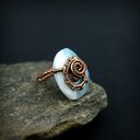 Regulowany pierścionek z błękitnym agatem - wire wrapping z miedzi