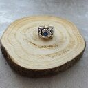 Duży Pierścień Kwiat Cyrkonia-Szafir