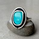 hand made oval srebrny pierścionek z turkusem