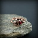 Rubin regulowany pierścionek z miedzi - wire wrapping