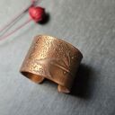 Pierscionek miedziany ptak kruk 1,5 cm - regulowany