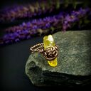 Kwarc tytanowy regulowany pierścionek wire wrapping z miedzi