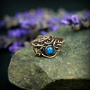Niebieski agat w miedzianej oprawie - regulowany pierścionek wire wrapping