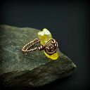 Kwarc tytanowy regulowany pierścionek wire wrapping z miedzi