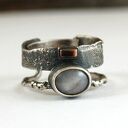 szafir, srebro, złoto - oksydowany pierścionek