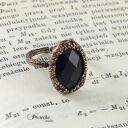 Miedziany pierścionek Black crystal z czarnym kryształem - regulowany