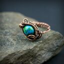 Chryzokola regulowany pierścionek z miedzi