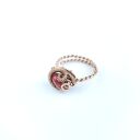 Regulowany pierścionek z koralem i miedzią (wire wrapping)