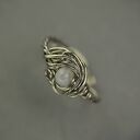 Regulowany pierścionek z kamieniem księżycowym - wire wrapping ze stali chirurgicznej