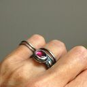 różowy turmalin - pierścionek ze srebra i złota