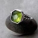 hand made lemon i srebrny pierścionek z peridotem