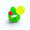 Pierścień z żywicy: BUBBLES: szeroki: 3 kule: fluo