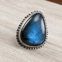 Labradoryt i srebro 2007a - pierścionek r. 17